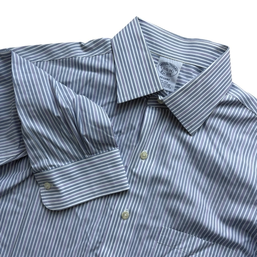 Brooks Brothers Regent Button Shirt 15.5 No Iron Supima Nautical Coastal